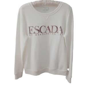 Escada Sports Rose Metallic Logo Cotton Sweatshirt Top